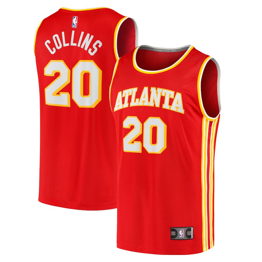 Men Atlanta Hawks #20 John Collins Fanatics Branded Red Icon Edition 2021-22 Fast Break Replica NBA Jersey